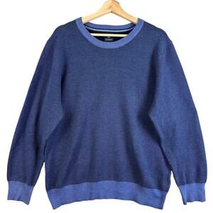 Tailorbyrd Collection Knit Navy Blue Pullover Crewneck Sweater Men L Wool Blend